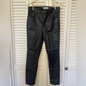 Black faux leather pants